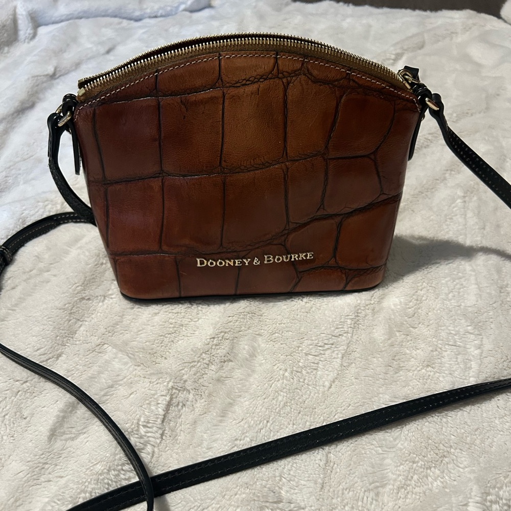 Dooney & Bourke Brown “Croc” Leather Crossbody Bag NWOT